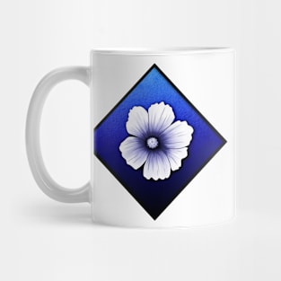 Wax pattern of cosmos flower on blue background Mug